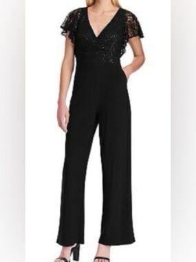 Chaps Black Lace Detail Top